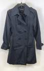 London Fog Womens Navy Blue Pockets Adjustable Long Sleeve Trench Coat Size S image number 1