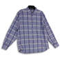 Mens Blue Plaid Spread Collar Short Sleeve Button-Up Shirt Size Large image number 1