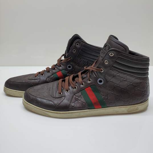 Mens Gucci 'Guccisima' GG High Top Leather Sneakers Size 15.5 AUTHENTICATED image number 1