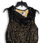 Womens Black Sequin Cowl Neck Sleeveless Tie Waist Sheath Dress Size 10 image number 3