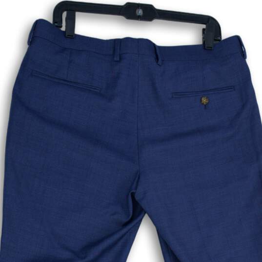 J.Crew Mens Blue Flat Front Slash Pocket Straight Leg Dress Pants Size 34X32 image number 4