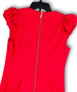 Womens Pink Short Puff Sleeve V-Neck Back Zip Sheath Dress Size 8