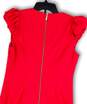 Womens Pink Short Puff Sleeve V-Neck Back Zip Sheath Dress Size 8 image number 1
