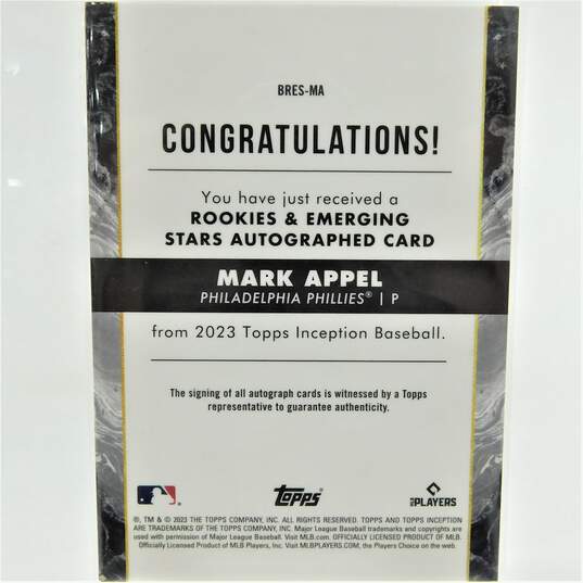 2023 Mark Appel Topps Inception Rookie Autograph /299 Philadelphia Phillies image number 4