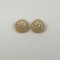 Designer Swarovski Gold-Tone Crystal Studded Round Dome Clip-on Earrings image number 1