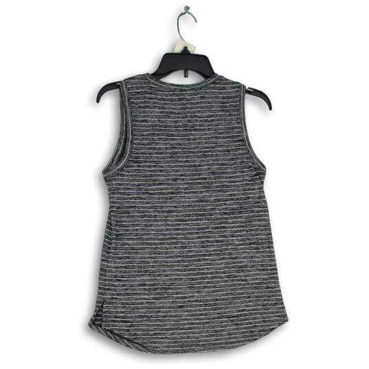 Womens Gray White Striped Round Neck Activewear Pullover Tank Top Size XS image number 2