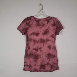 Womens Tie-Dye Crew Neck Short Sleeve Pullover T-Shirt Size Small