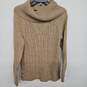 Tan Cowl Neck Knitted Sweater With Gold Buttons image number 1