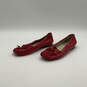 Womens Red Leather Moc Toe Eyelets Slip-On Moccasins Flats Size 9 image number 3