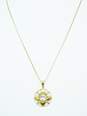 Vintage 18K Yellow Gold White Topaz Flower Pendant Necklace 6.0g image number 2