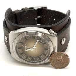 Designer Fossil Silver-Tone Stainless Steel Adjustable Strap Wristwatch