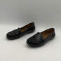 Womens Black Leather Moc Toe Casual Slip-On Loafer Shoes Size 10 B image number 4