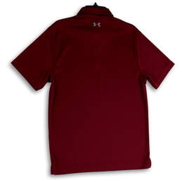 Mens Red Spread Collar Short Sleeve Side Slit Polo Shirt Size Medium alternative image