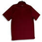 Mens Red Spread Collar Short Sleeve Side Slit Polo Shirt Size Medium image number 2