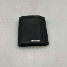 Fossil Mens Black Leather Card Holder Multiple Slip Pocket Trifold Wallet