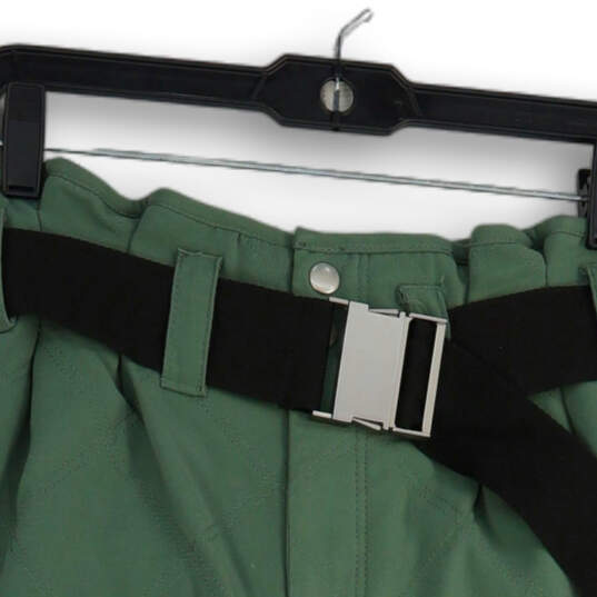 Womens Green Pleated High Waist Belted Paperbag Shorts Size 2 image number 3