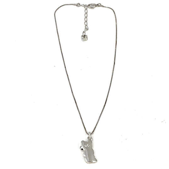 Designer Swarovski Silver-Tone Crystal Stone Teddy Bear Pendant Necklace image number 4