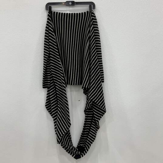 Alice + Olivia Womens Black White Striped Knitted Wrap Shawl Scarf Size XS image number 1