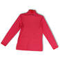 Womens Pink Striped Mock Neck Long Sleeve Full-Zip Athletic Jacket Size M image number 2
