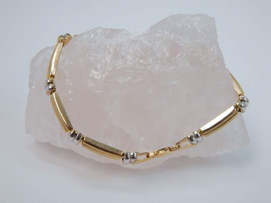14K Two Tone Yellow & White Gold Bracelet 6.2g image number 2