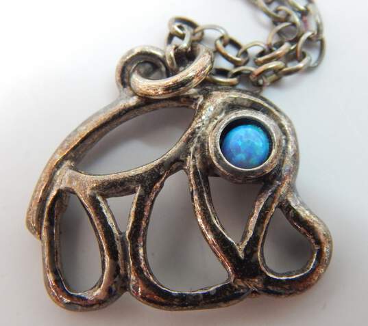 Didae Israel 925 Sterling Silver Opal Elephant Pendant Necklace 4.9g image number 2