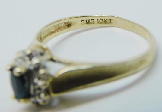 Elegant 10k Yellow Gold Blue Topaz & Diamond Accent Ring 2.3g image number 3