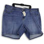 NWT Womens Blue Medium Wash Flat Front Stretch Denim Jean Shorts Size 28 image number 1