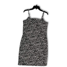 NWT Womens Black White Animal Print Square Neck Sleeveless Tank Dress Sz 6 alternative image