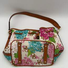 Dooney & Bourke Womens Multicolor Floral Leather Inner Pockets Bucket Handbag