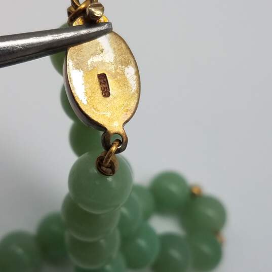 Sterling Silver Green Gemstone Gold Tone Bead 29in Necklace 75.1g image number 9