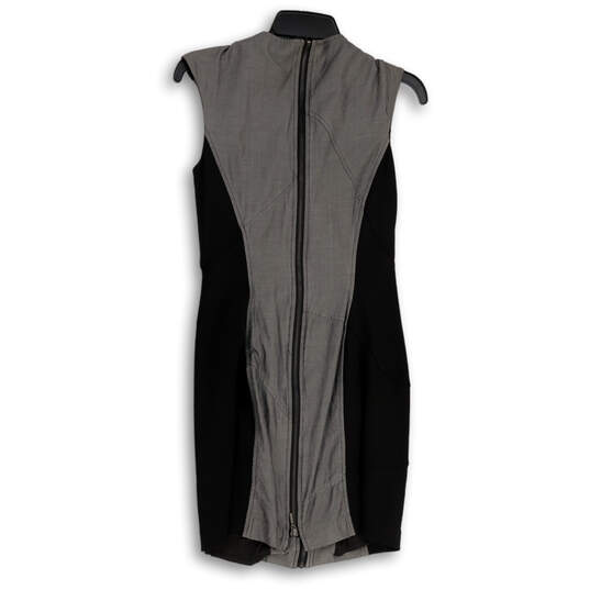 Womens Black Gray Colorblock Regular Fit V-Neck Short Bodycon Dress Size S image number 2
