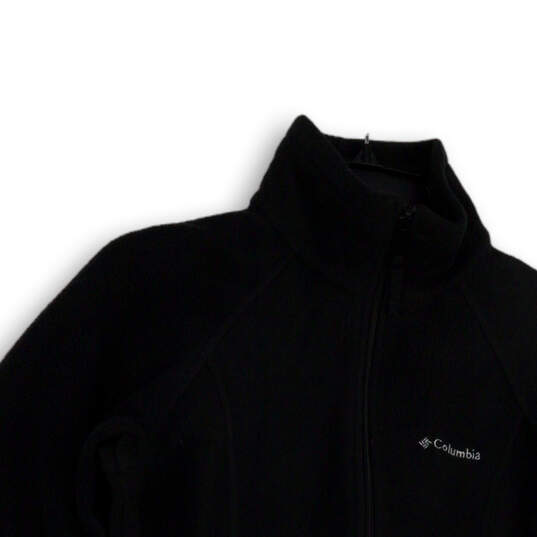 Womens Black Fleece Mock Neck Long Sleeve Pockets Full-Zip Jacket Size S image number 3