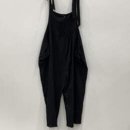 NWT Womens Black Pleated Knotted Shoulder Overall One-Piece Jumpsuit Sz 26