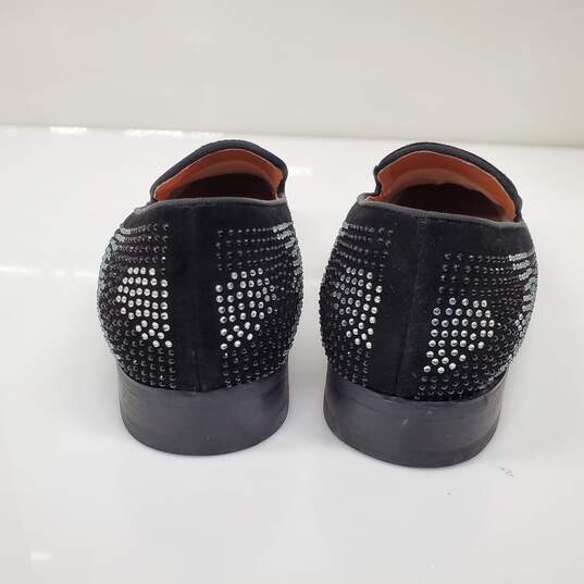 ELANROMAN Men's Crystal Embellished Black Velvet Loafers Size 13 image number 4