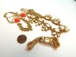 J. Crew Fossil & Swarovski Icy & Gold Tone Earrings Necklaces & Bracelet 77.5g alternative image