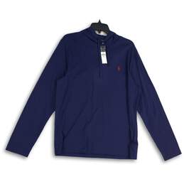 NWT Polo Ralph Lauren Mens Blue Long Sleeve Hooded Pullover T-Shirt Size Medium
