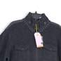 NWT Mens Black Knitted Mock Neck Flap Pocket Full-Zip Sweater Size XXXL image number 3