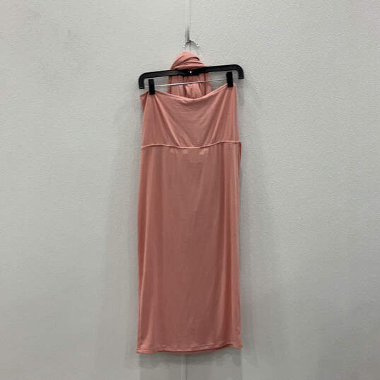 NWT Womens Pink Pearl Halter Neck Strapless Bodaycon Dress Size Medium image number 2