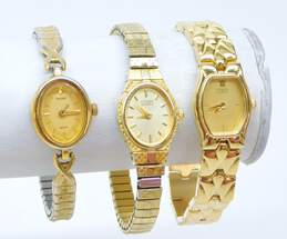 Ladies Vintage Citizen & Pulsar Gold Tone Quartz Dress Watches 70.9g