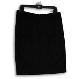 Womens Black Flat Front  Back Zip Knee Length Straight & Pencil Skirt Sz 8 alternative image