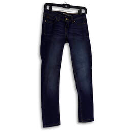 Womens Blue Denim Medium Wash Stretch Pockets Skinny Leg Jeans Size 0