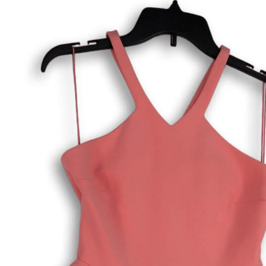 NWT Womens Pink Regular Fit V-Neck Back Zip Fit & Flare Dress Size 6 image number 3