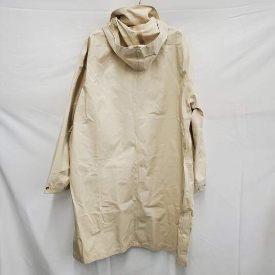 NWT UNI-QLO WM;s Hooded 100% Cotton Snap Button Beige Rain Coat Size M image number 2