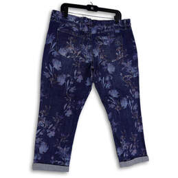 NWT Womens Blue Denim Floral Pockets Straight Leg Cropped Jeans Size 16P alternative image