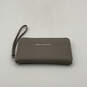 Womens Gray Leather Credit Card Holder Inner Zipper Pocket Wristlet Wallet image number 1
