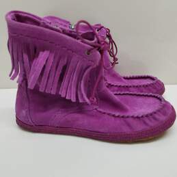 Ugg unlined purple fringe moccasins booties women's size 4 alternative image