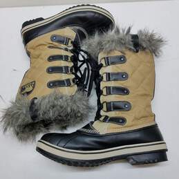 Sorel Tofino Cate Tan Quilted Faux Fur Wateproof Snow Boots Size 9 alternative image