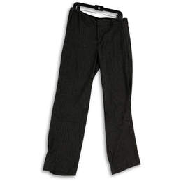Womens Gray Flat Front Slash Pockets Straight Leg Dress Pants Size 10