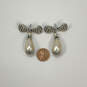 Designer Kirks Folly Silver-Tone Shiny Pearl And Crystal Bow Drop Earrings image number 1