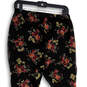 NWT Womens Black Floral Mesh High-Rise Flared Leg Trouser Pants Size 1 image number 1